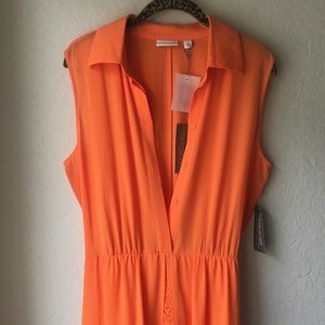 Bright Orange NY&Company Short Romper with Cape
